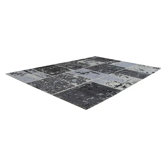Kayoom Teppich Matrix - Schwarz, Grau, L x B: 230 x 160 cm, 100 % Baumwolle - Ansicht von oben