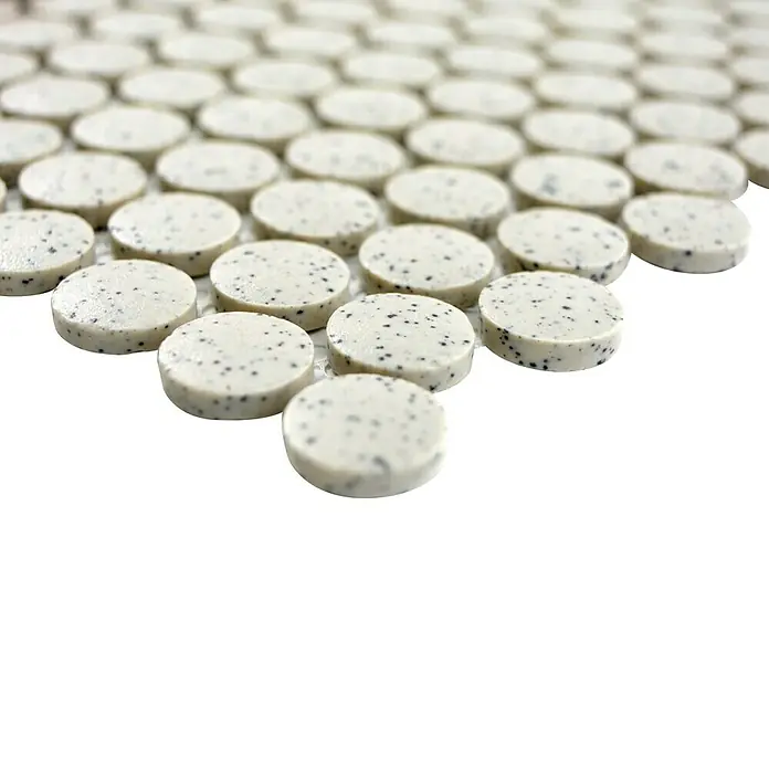 Mosaikfliese Knopf Uni CU K208 - 31 x 31,5 cm, Cremeweiß, Matt - Detailaufnahme