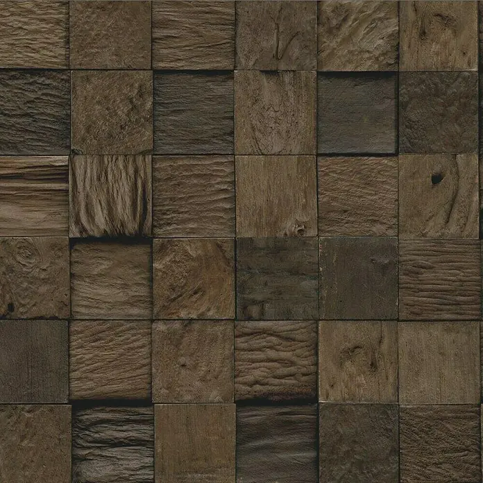 Indo Houten paneel Indo 3D Wall Classic & Cube Sulawesi - Teak, 552 x 184 x 10 mm, 10 panelen - Vooraanzicht