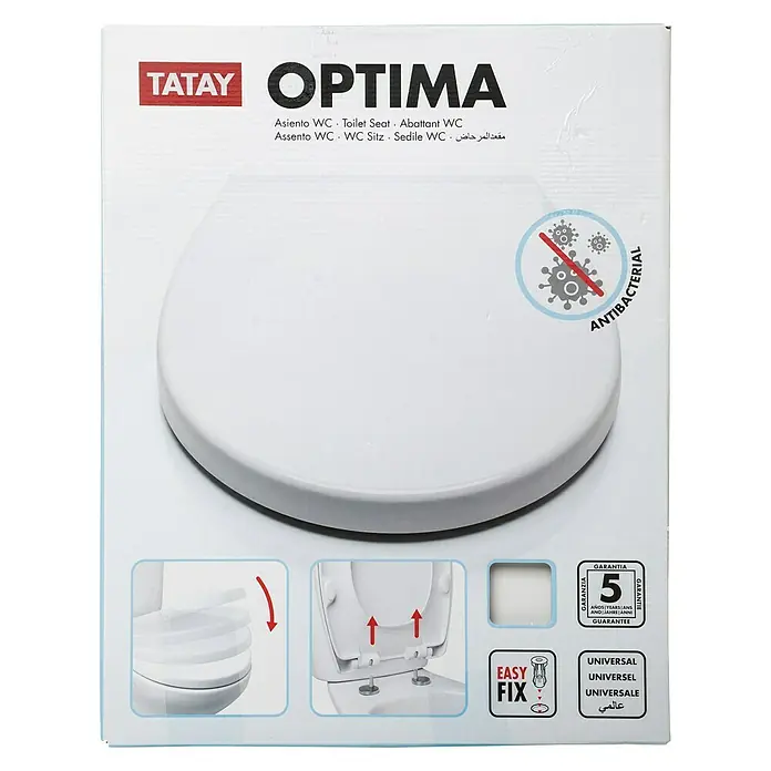 Tatay Tapa de WC Optima - Con caída amortiguada, Plástico, Blanco