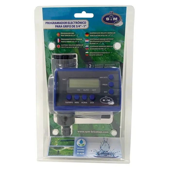 Programador de riego digital hembra-macho 3/4" - Número de tiempos de regadío: Hasta 8 veces al día