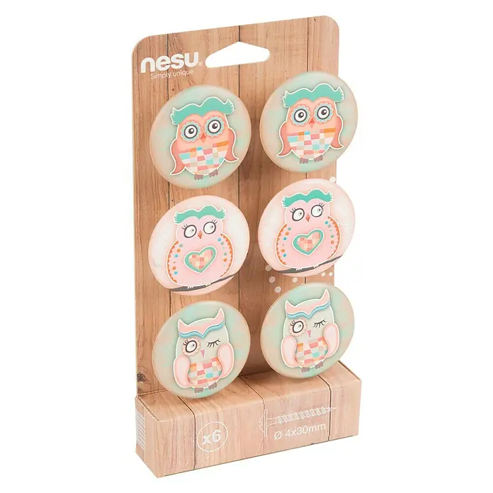 Nesu Set de pomos para muebles 748SU 6 uds. - 6 pzs., Ø x Al: 50 x 24 mm, Plástico