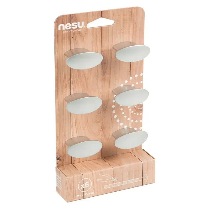 Nesu Set de tiradores para muebles 27417 6 uds. - L x An x Al: 4 x 2 x 2,4 cm, Acero