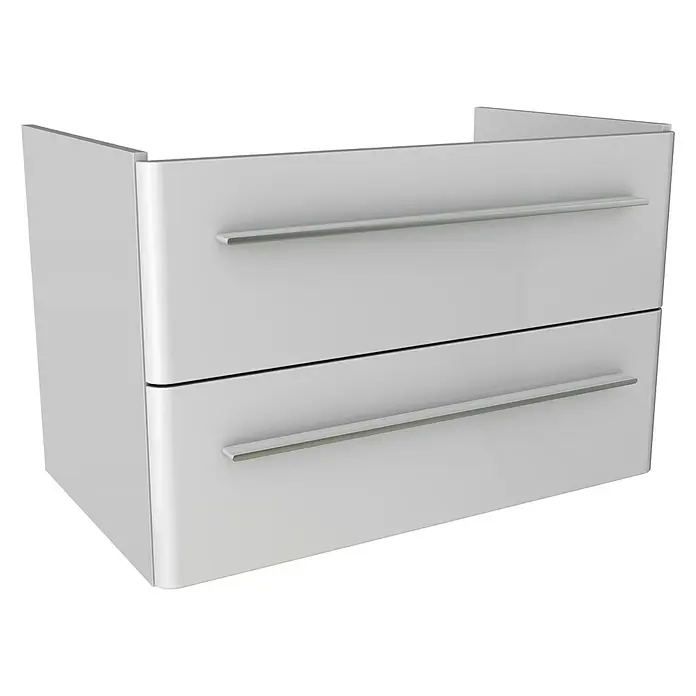 Modern 3.0 Waschtischunterschrank - 76 x 49 x 48,7 cm, 2 Schubkästen, Weiß, Hochglanz - Linke Seitenansicht