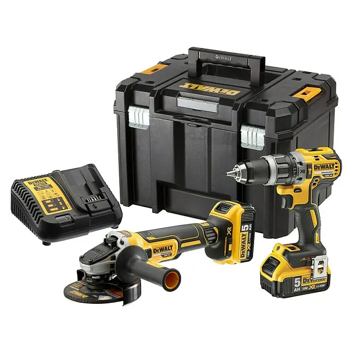 Dewalt Taladro atornillador de batería + amoladora DCK2080P2T - 18 V, 2 baterías, 5 Ah