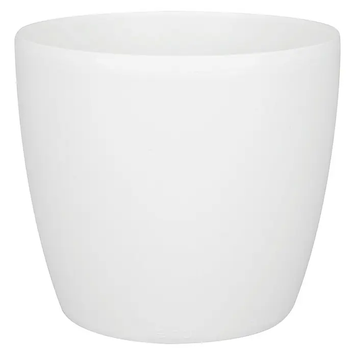 Elho Brussels Okrugla tegla za biljke - Vanjska dimenzija (ø x V): 10 x 9 cm, Bijele boje, Plastika, Sjaj - Pogled sprijeda