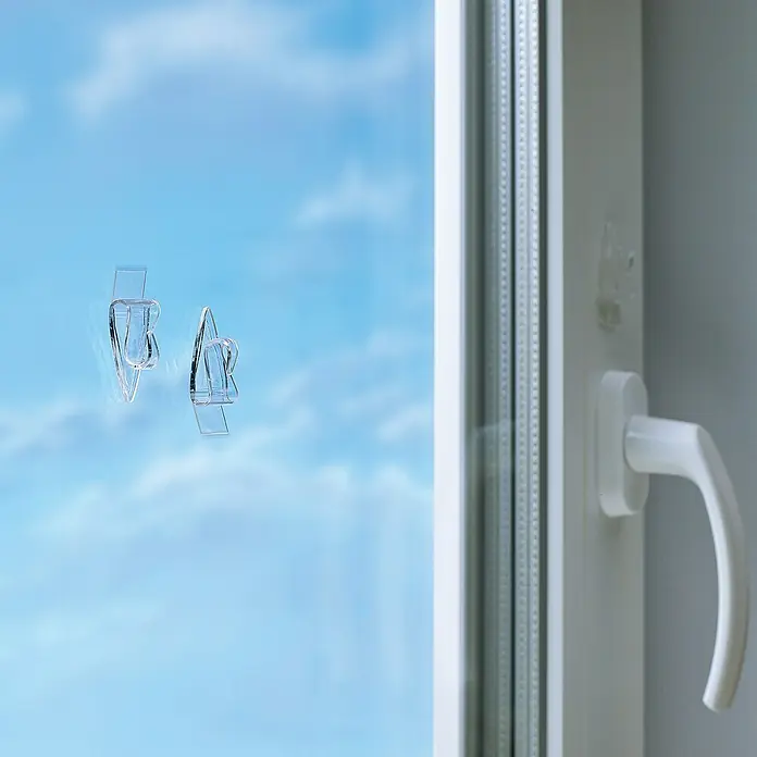 Tesa Klebehaken - Geeignet für: Glas, Belastbarkeit: 0,2 kg, 5 Stk., Transparent - Anwendungsbeispiel