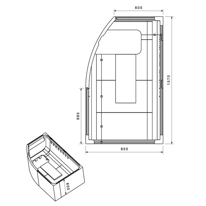 Ottofond Wannenträger Juno A - Passend für: Badewanne Juno A 160 x 98 cm - Ansicht von oben