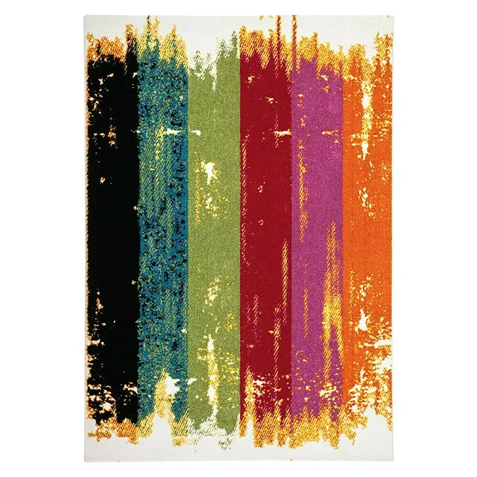 Kayoom Teppich Caribbean 232 - Weiß, Grün, Blau, Rot, Schwarz, Pink, L x B: 150 x 80 cm, 100% Polypropylen - Vorderansicht