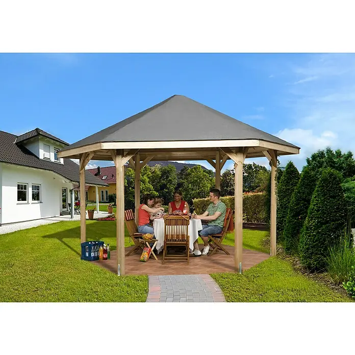 Weka Pavillon 656 - L x B: 461 x 399 cm, Natur - Stimmungsaufnahme