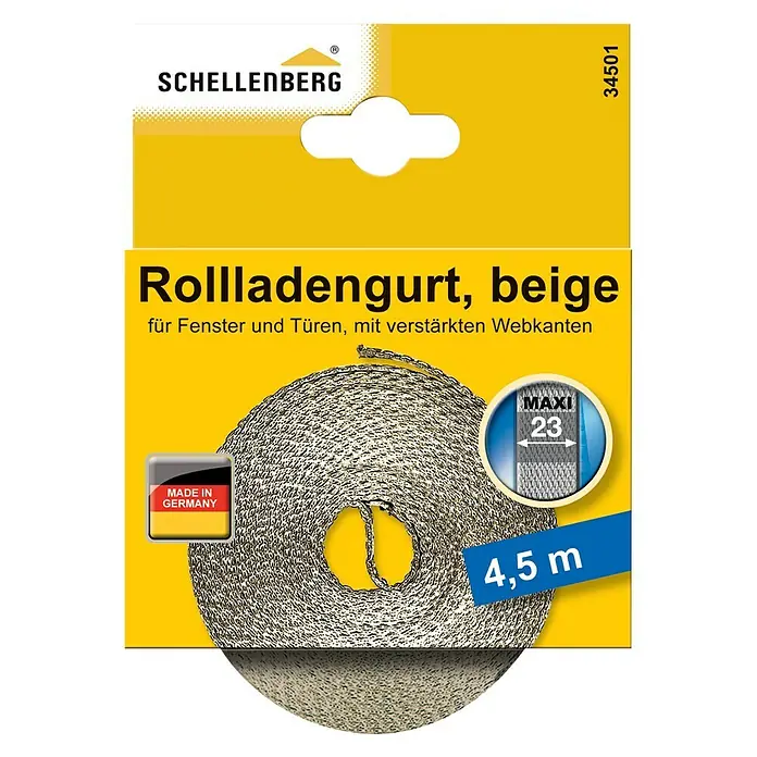 Schellenberg Rollladengurt Maxi - Beige, Länge: 4,5 m, Gurtbreite: 23 mm - Vorderansicht