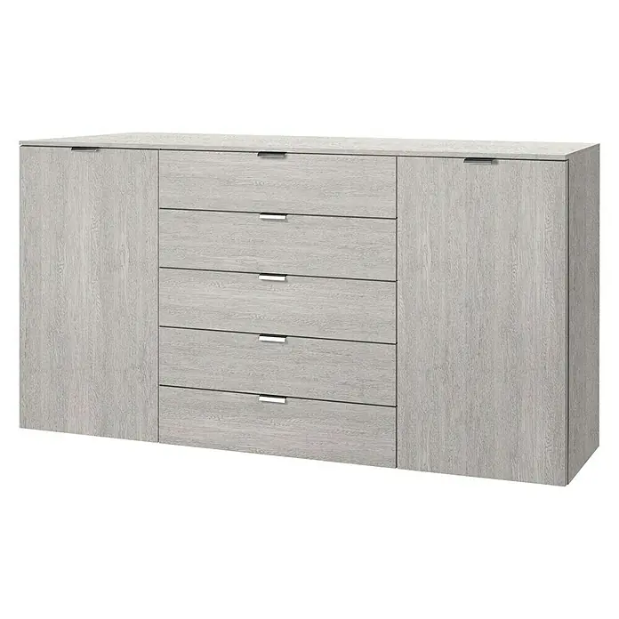 Express Möbel Sideboard Carina - L x B x H: 42 x 180 x 100 cm, Platin, Anzahl Schubladen: 5 Stk., Mit 2 Türen - Rechte Seitenansicht