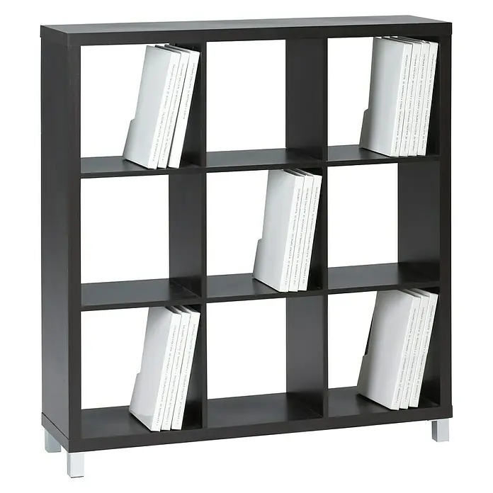 Estantería de madera Kubox 9 huecos - An x Al: 111 x 118 cm, MDF, Negro