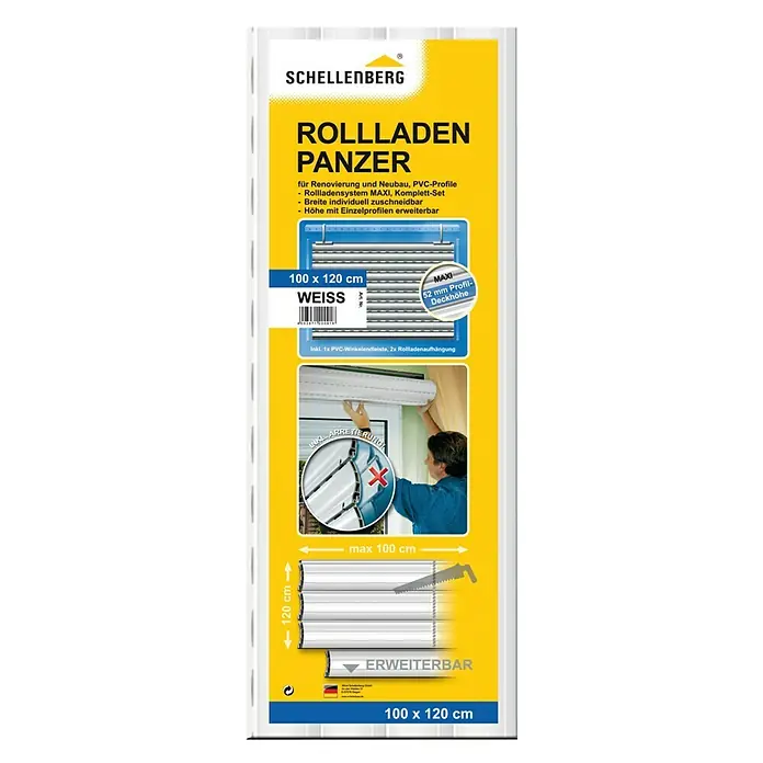 Schellenberg Rollladenpanzer MAXI - B x H: 80 x 100 cm, Weiß - Vorderansicht