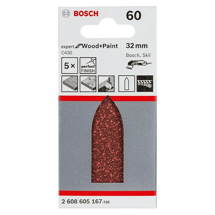 Bosch Professional Schuurbladenset Expert for Wood and Paint C430 - 5 st., Korreling: 60