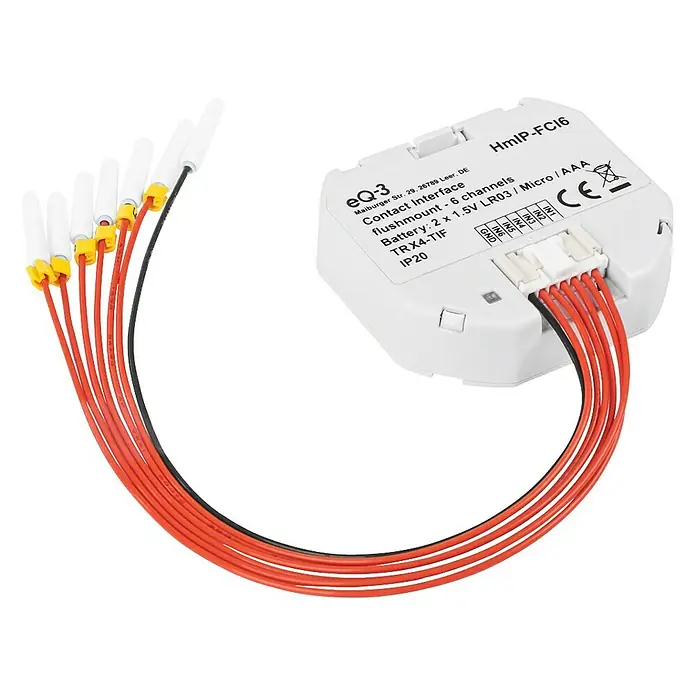 Homematic IP Funkschalter Contact Interface HmIP-FCI6 - Batteriebetrieben, 4,85 x 1,5 x 5,3 cm - Rechte Seitenansicht