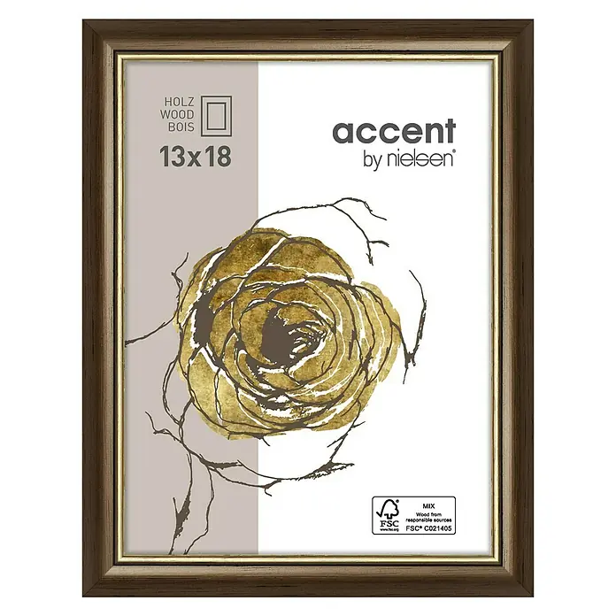 Nielsen Bilderrahmen Ascot - Dunkelbraun/Gold, 13 x 18 cm, Holz - Vorderansicht