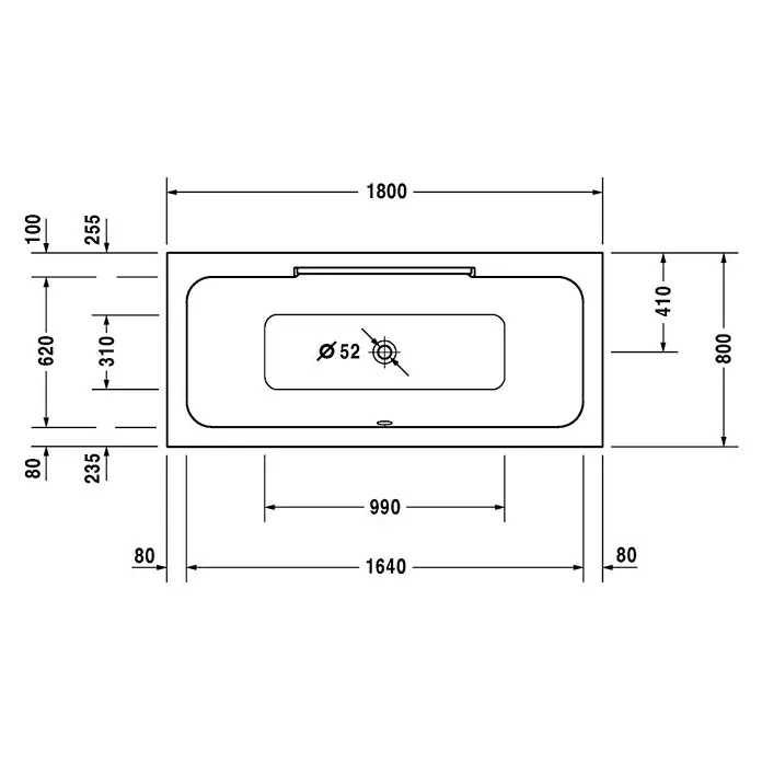 Duravit DuraStyle Badewanne - 180 x 80 cm, Sanitäracryl, Weiß - Vorderansicht