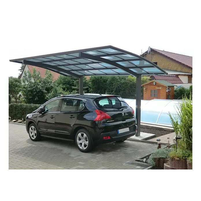 Ximax Carport Portoforte 110 - 4,9 x 2,7 m, Einfahrtshöhe: Max. 2,2 m, Mattbraun, Schneelast: 137 kg/m² - Stimmungsaufnahme