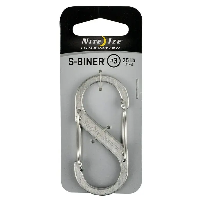 Nite Ize Doppelkarabiner - 67 x 29 mm, Edelstahl, Silber, Zugfestigkeit: 11 kg - Vorderansicht