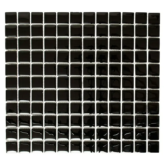 Mosaikfliese Quadrat Crystal Uni XCM 8050 - 32,7 x 30,2 cm, Schwarz, Glänzend - Ansicht von oben