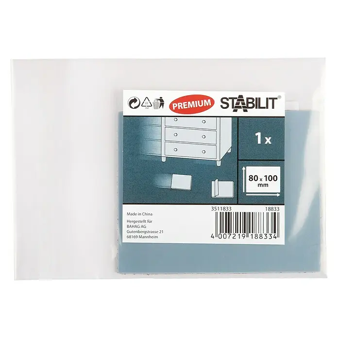 Stabilit Nogica za namještaj - 80 x 80 mm, Samoljepljivo