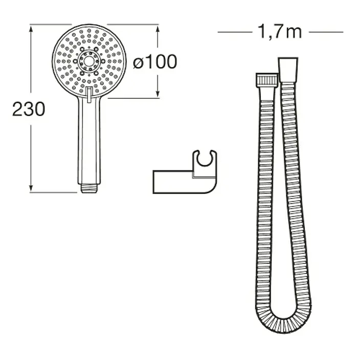 Roca Set de ducha Stella 100-3 - Distancia entre orificios: 60 cm - 64 cm, Cromo
