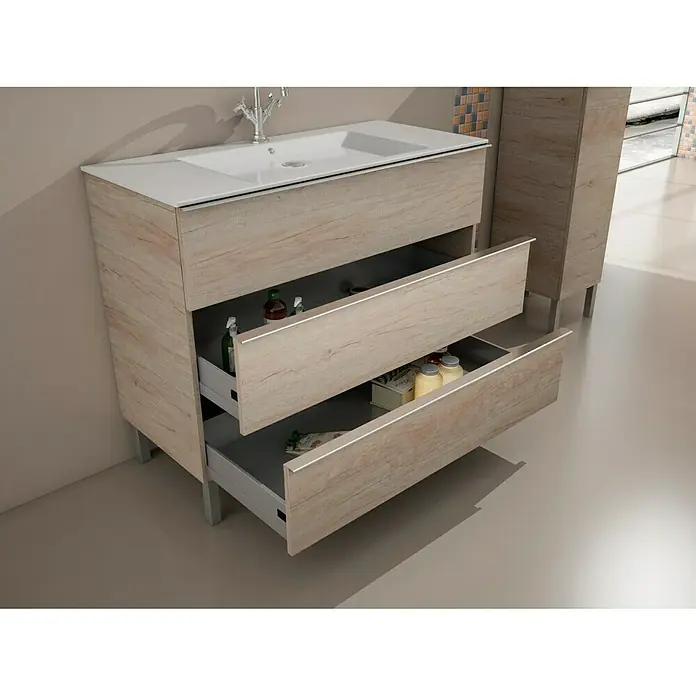 Mueble de lavabo Roma - 45 x 100 x 69 cm, Nebraska gris, Mate