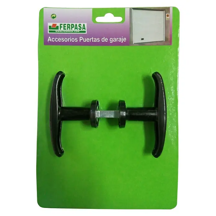 Juego de manillas para puertas basculantes - Largo: 9 cm, Negro