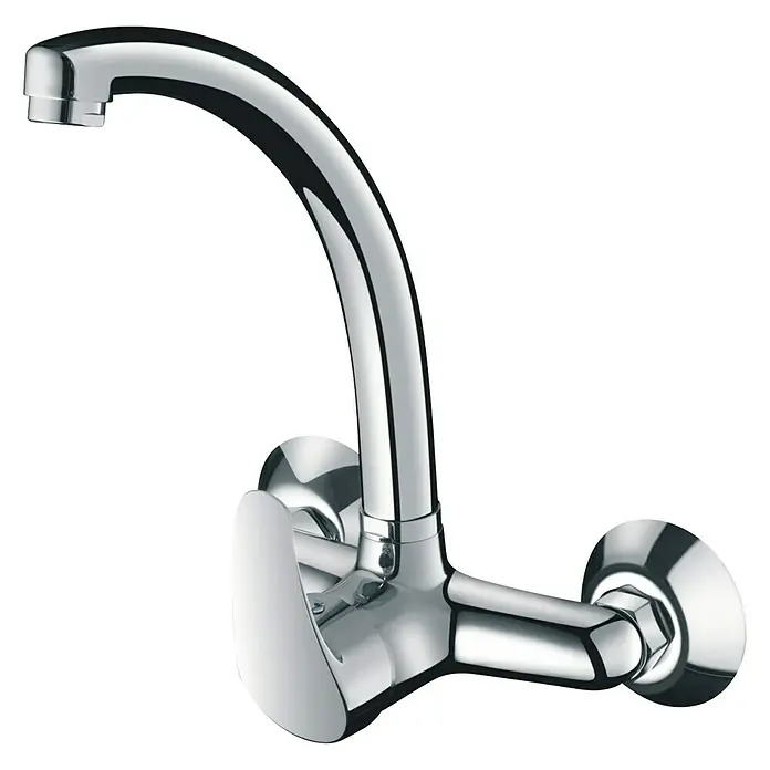 Cosmobath Grifo monomando de pared Brampton - Cromo, Brillante, Caño alto