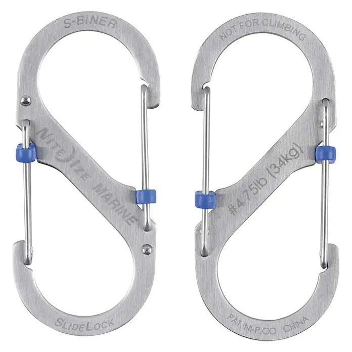 Nite Ize Mosquetón doble S-Biner Marine SlideLock - L x An: 127 x 13 mm, Acero inoxidable, Plateado