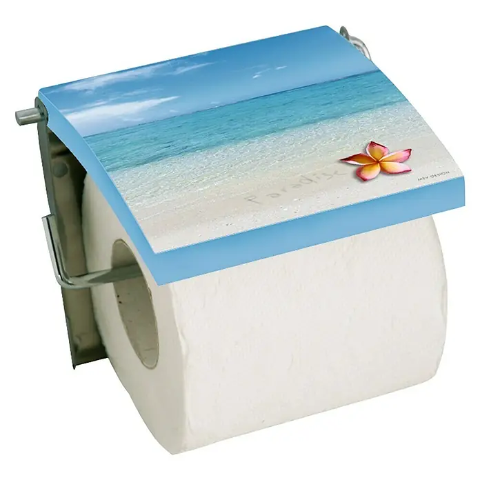MSV Portarrollos papel higiénico Paradise - Con tapa, Azul, MDF