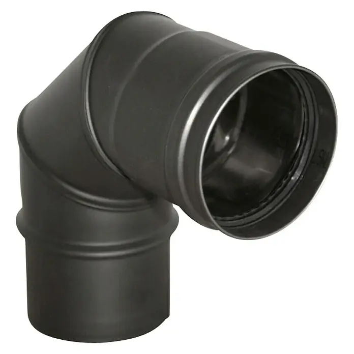 Codo para tubos de pellets - Diámetro: 80 mm, Ángulo del arco: 90 °, Recubrimiento en polvo, Negro