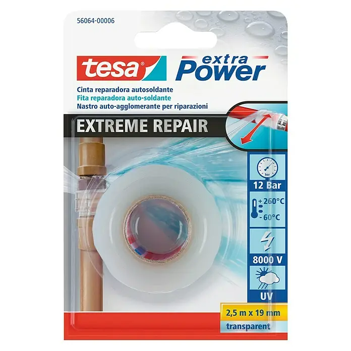 Tesa Cinta de reparación Extreme Repair - Transparente, 2,5 m x 19 mm