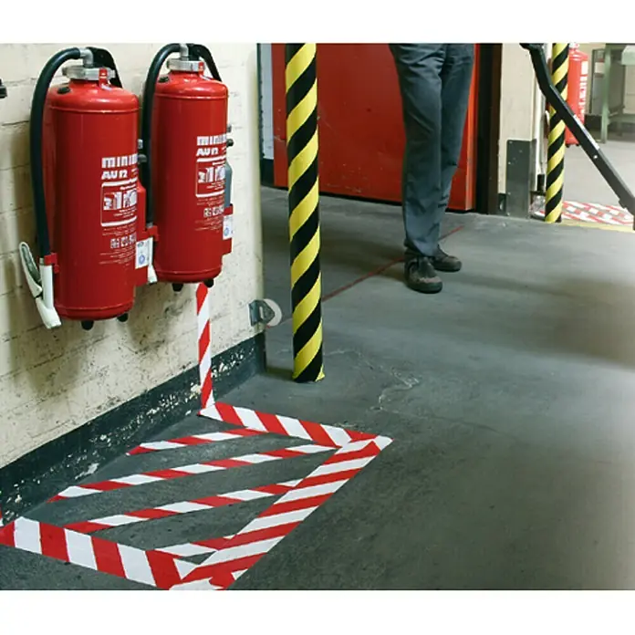 Tesa Cinta de señalización Signal Universal rojo y blanco - L x An: 66 m x 50 mm, Rojo/Blanco