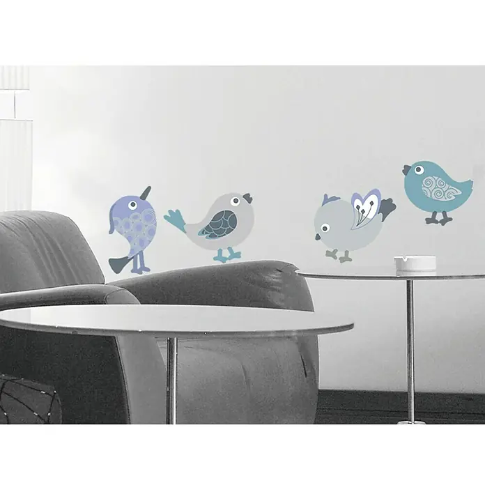 Adhesivos decorativos Pájaros - Pájaros, Azul/Gris, 68 x 24 cm