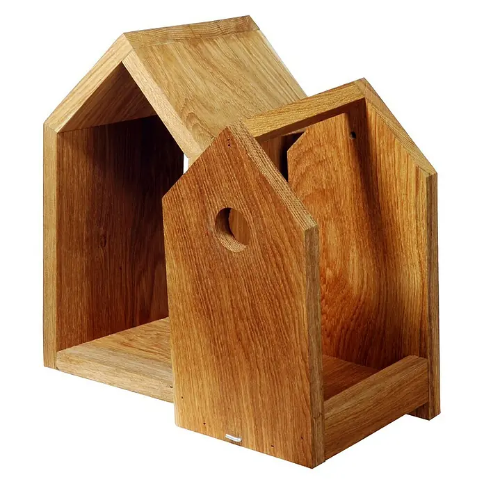 Dobar Vogelhaus Luxus - 16 x 16 x 28 cm, Natur, Holz - Linke Seitenansicht