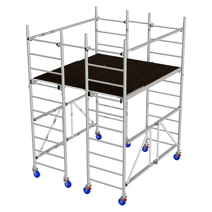 Krause ProTec XS-P Plattformgerüst - Arbeitshöhe: 3,7 m, Bühnengröße: 3,6 m², Belastbarkeit Bühne: 720 kg - Linke Seitenansicht
