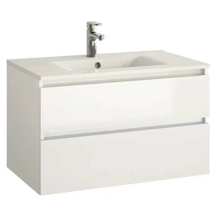 Allibert Badmöbel-Set Alma - 80 cm, 2 -tlg., Weiß, Seidenglanz