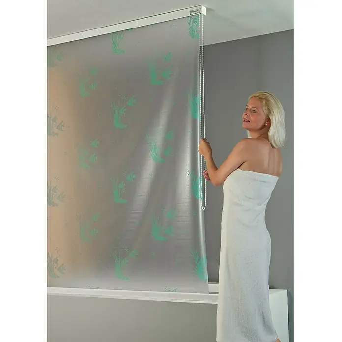 Eco-Dur Duschrollo deluxe - 134 x 240 cm, Fische, Calypso/Silber - Anwendungsbeispiel