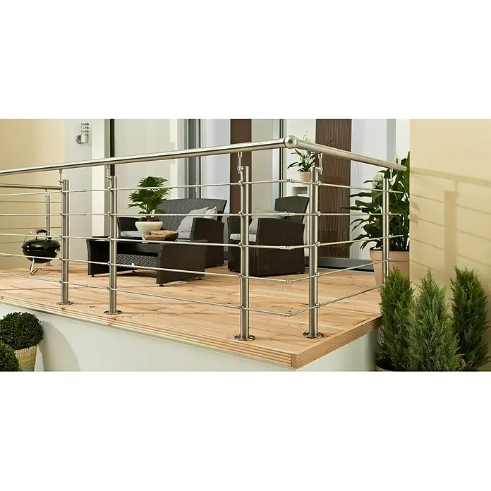Treba Frewa Geländer-Set EG2 - Oberbodenmontage, Edelstahl V2A, Silber, Länge: 1.500 mm
