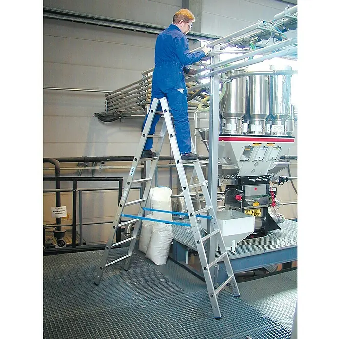 Krause Stabilo Sprossen-Doppelleiter - Arbeitshöhe: 3,55 m, 2 x 8 Sprossen, Aluminium - Anwendungsbeispiel