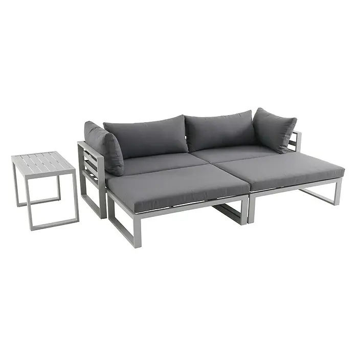 Sunfun Hannah Set lounge namještaja Hannah - 5-dij., Tekstil, Sive boje, Svijetlosive boje