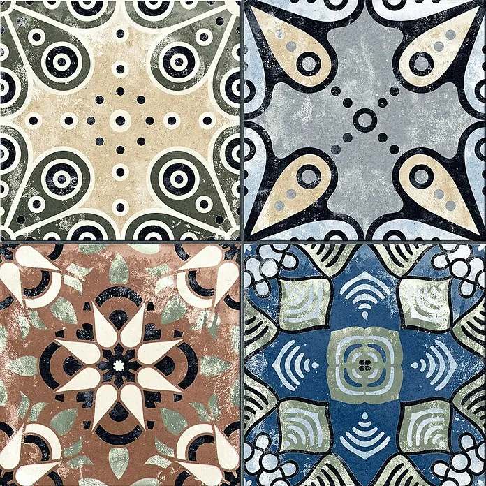 Feinsteinzeugfliese Vintage Xerea - 25 x 25 cm, Multicolor, Matt - Vorderansicht