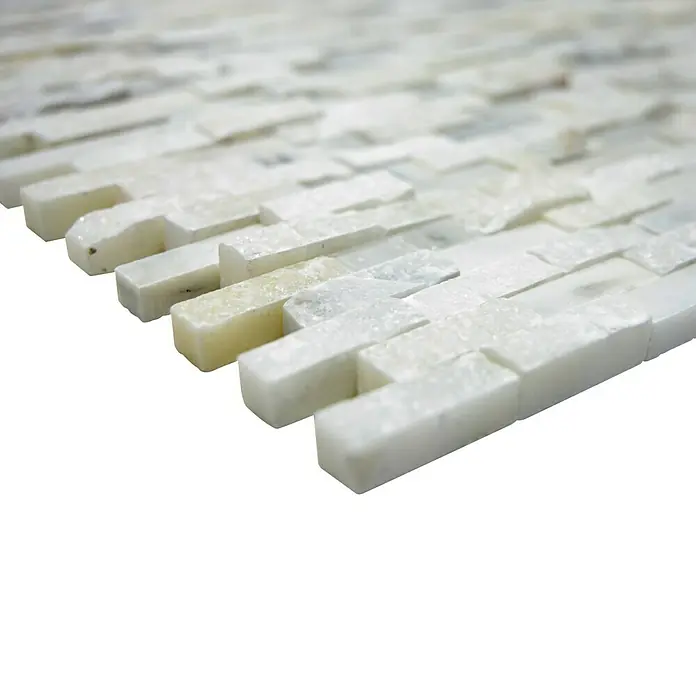 Mosaikfliese Brick Splitface XNC 3D11 - 30,5 x 30,5 cm, Weiß, Matt - Detailaufnahme