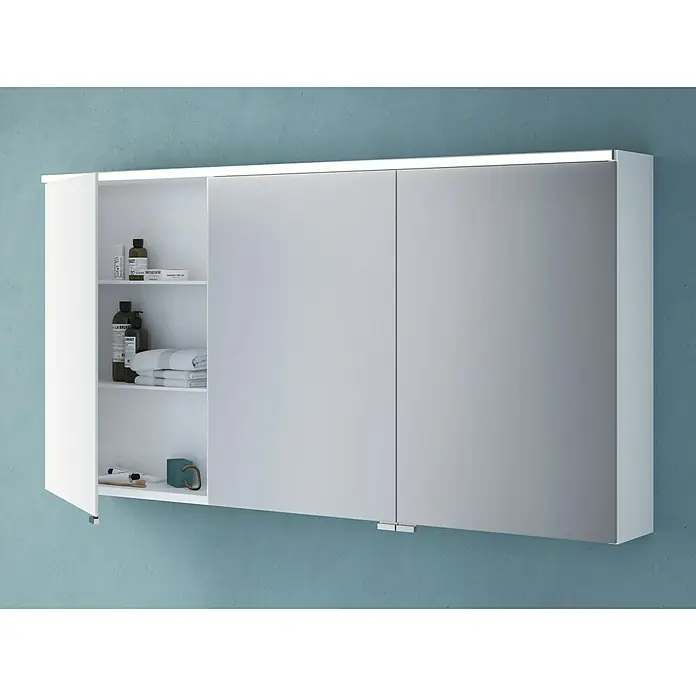 Camargue LED-Spiegelschrank Cube/Loft - B x H: 120 x 62 cm, Mit Beleuchtung, MDF, Weiß - Rechte Seitenansicht