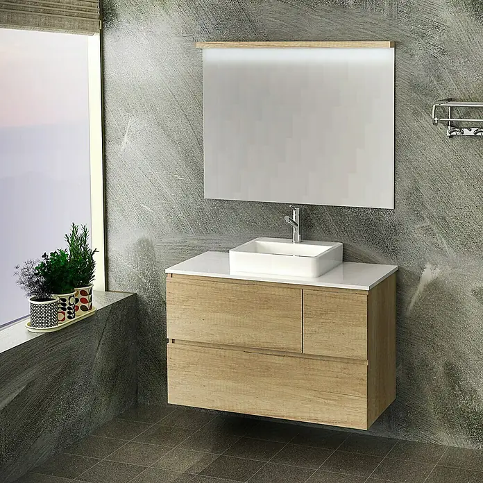 Mueble de lavabo Tina Paris - L x An x Al: 46 x 100 x 64 cm, Nature - Foto ambiente