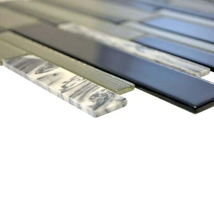 Mosaikfliese Verbund Crystal Mix CM GV44 - 28,6 x 30 cm, Grau/Schwarz, Glänzend - Detailaufnahme