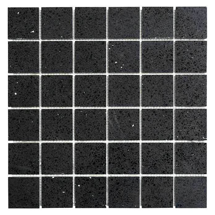Mosaikfliese Quadrat Artifical XCM ASM42 - 30,5 x 30,5 cm, Schwarz - Ansicht von oben