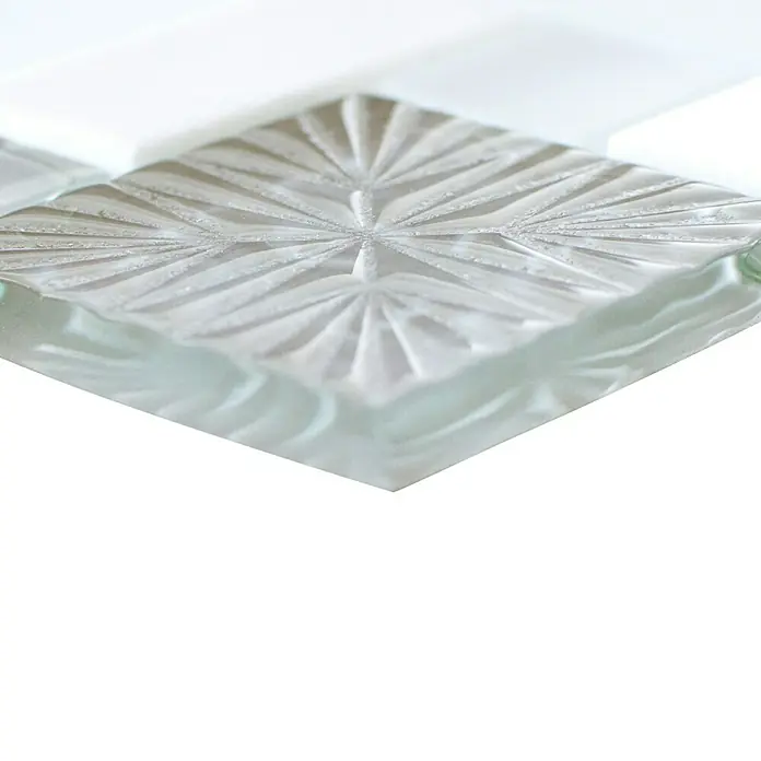 Mosaikfliese Crystal Mix XCM MC659 - 30 x 30 cm, Weiß/Grau, Matt - Detailaufnahme